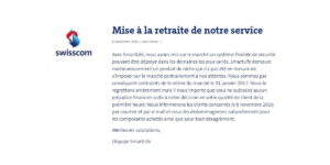 Lire la suite à propos de l’article Swisscom annonce l&rsquo;arrêt de son service SmartLife